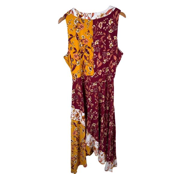 Cato Wrap Maxi Dress Womens Size XL Maroon Floral V-Neck Sleeveless Lined Summer - Picture 2 of 11